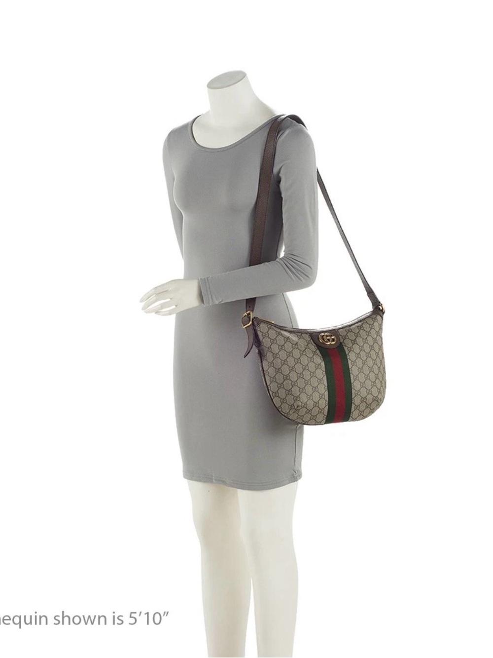 GG Supreme Monogram Web Small Ophidia Half Moon Hobo Brown